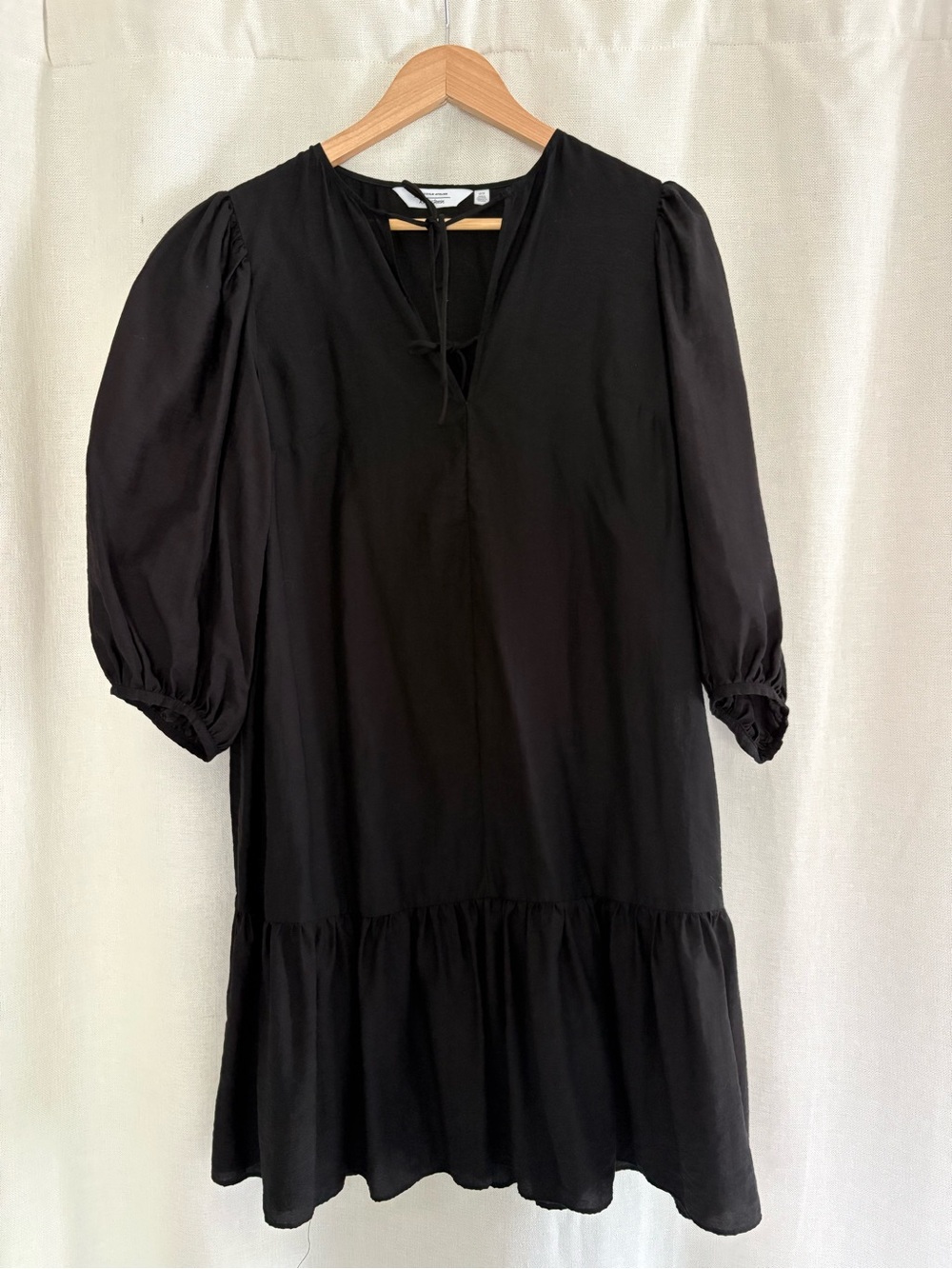 Black Puff-Sleeve Tiered Dress - Women